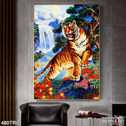 Tranh nghệ thuật  hổ mạnh uy trấn một cỏi