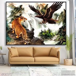 Tranh đại bàng hổ giao tranh in canvas