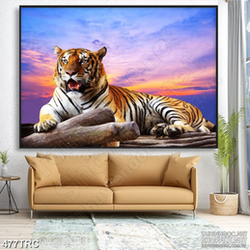 Tranh 3d hổ cô đơn giữa trời hoàng hôn