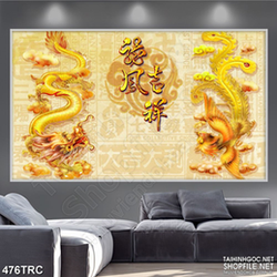 PSD tranh rồng phượng nhã chữ trang trí