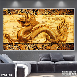 Tranh trang trí rồng thiêng cưỡi mây in gạch men