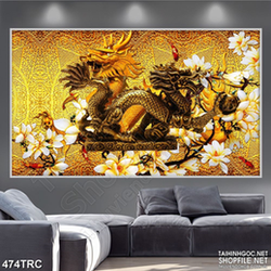Tranh in canvas hoắc long bên vườn đào