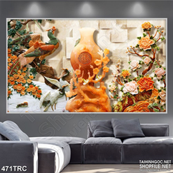 Tranh phượng hoàng bên rừng hoa giả ngọc nghệ thuật