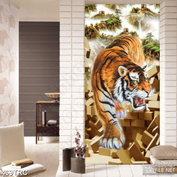 Tranh hổ gầm thị uy trong rừng sâu in canvas