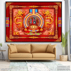 Tranh in uv song long trấn quốc dán tường