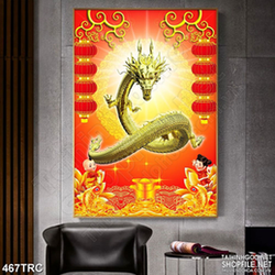 PSD tranh rồng vàng trấn quốc trang trí