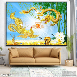 Tranh psd rồng phượng tranh châu in gạch men