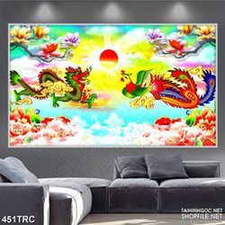 Tranh rồng phượng giao tranh in kính nghệ thuật