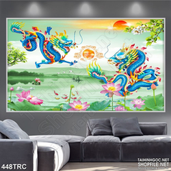 Tranh in uv lưỡng long tranh châu