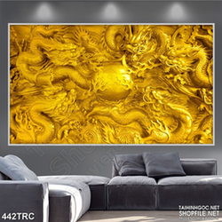 Tranh rồng thiêng tranh đấu in uv