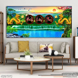 Tranh nghệ thuật song long chúc phúc in gạch men