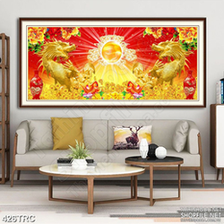 PSD tranh song long uy trấn mặt trời trang trí