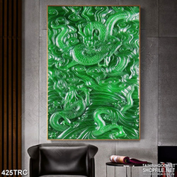 Tranh trang trí rồng xanh quần hùng in gạch men