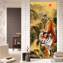 Tranh 3d hổ gầm thét trấn uy trên đỉnh núi