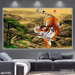 Tranh in canvas hổ gầm uy trấn oai hùng
