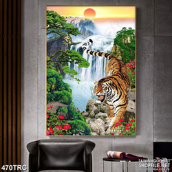 Tranh nghệ thuật hổ gầm trên những con thác dữ