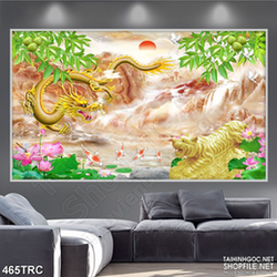 Tranh trang trí long hổ giao tranh treo tường
