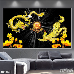Tranh in uv rồng bay phượng múa treo tường