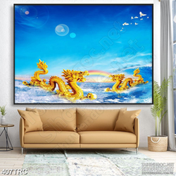 Tranh 3d rồng biển giao tranh in gạch men