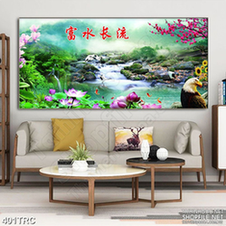 Tranh đại bàng bên đầm sen nghệ thuật