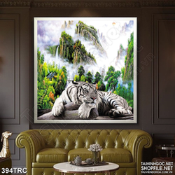 Tranh in canvas hổ bạch trấn sơn hà