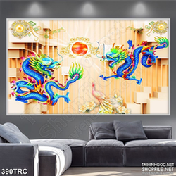 Tranh nghệ thuật thanh long chầu nhật treo tường