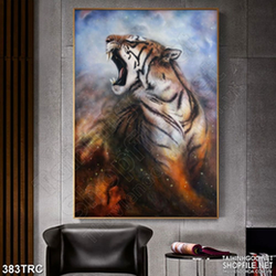 Tranh psd hổ gầm trong màn đêm in gạch men