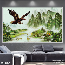 Tranh đại bàng tung cánh vượt núi nghệ thuật