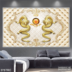 Tranh trang trí song long tương phùng treo tường