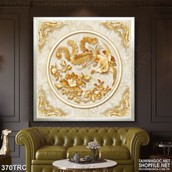 Tranh nghệ thuật phượng hoàng bên hoa giả ngọc