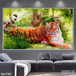 Tranh in canvas hổ uy trấn sơn hà treo tường