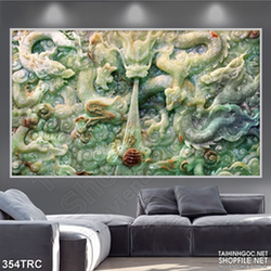 Tranh in canvas rồng phun nước giả ngọc