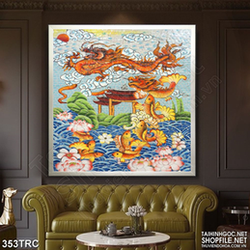 Tranh psd rồng biển cưỡi mây in gạch men