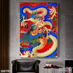Tranh nghệ thuật rồng thiêng nhuộm màu in kính