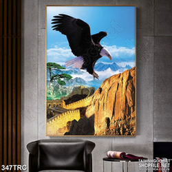 Tranh 3d đại bàng tung cánh trên vạn lý trường thành