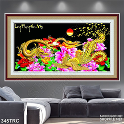 Tranh trang trí rồng phượng dưới trăng in gạch men