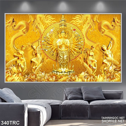 Tranh nghệ thuật rồng thiêng bên đức phật in gạch men