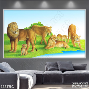 Tranh psd đàn hổ bên bờ sông yên bình in gạch men