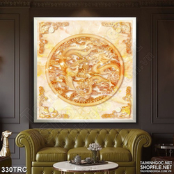 Tranh nghệ thuật miếng ngọc khắc rồng in kính