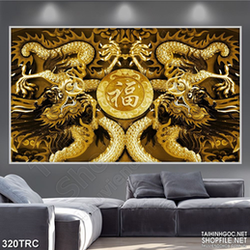 Tranh nghệ thuật rồng thiêng nhã chữ in gạch men