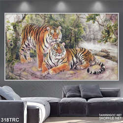 Tranh in uv đàn hổ trong rừng sâu treo tường