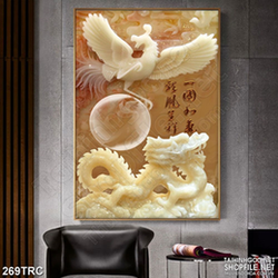 Tranh psd rồng giả ngọc trang trí