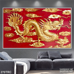 Tranh rồng dáp vàng in gạch men treo tường