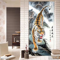 Tranh dán tường hổ chúa trên núi tuyết in uv