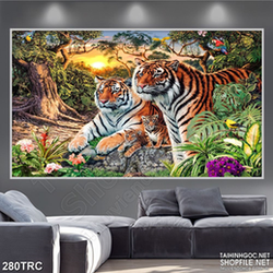 Tranh 3d những chú hổ dũng mãnh treo tường