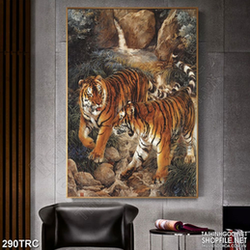 Tranh nghệ thuật đàn hổ trong hang động in kính