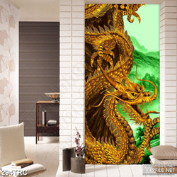 Tranh in canvas rồng vàng nổi giận treo tường
