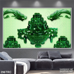 PSD tranh rồng xanh giả ngọc trang trí