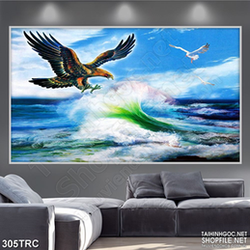 Tranh trang trí đại bàng bên sóng biển in gạch men