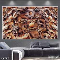 PSD tranh khắc chạm rồng nhã ngọc trang trí